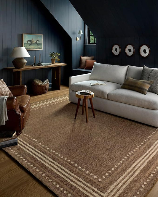 Loloi Chris Loves Julia Alfie Collection ALF-02 Bark/Natural 8'-6" x 11'-6" Area Rug Wool Neutral Living Bedroom Dining Carpet