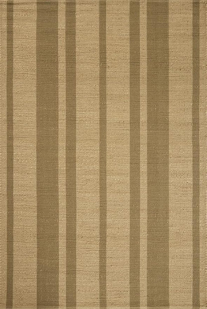 Loloi Leanne Ford Weatherstaff Collection WTS-03 Natural/Olive 2'-6" x 7'-6" Runner Rug Jute, Striped, Neutral, Hallway, Kitchen, Mudroom, and Bathroom