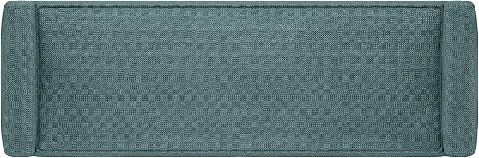 SIMPLIHOME Scott 46 inch Wide Contemporary Rectangle Ottoman Bench in Smoky Teal Linen Fabric , Assembled, For the Living Room and Bedroom