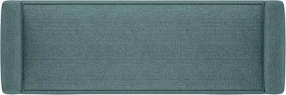 SIMPLIHOME Scott 46 inch Wide Contemporary Rectangle Ottoman Bench in Smoky Teal Linen Fabric , Assembled, For the Living Room and Bedroom