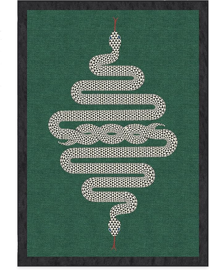 RUGGABLE x Jonathan Adler Washable Modern Area Rug – Venom Emerald 5x7, Stain-Resistant, Non-Slip – Medium Machine Washable Rugs for Living Room, Bedroom, Hallway, Entryway & Office–with Standard Pad