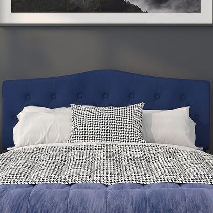 BizChair Tufted Upholstered Queen Size Headboard in Navy Fabric