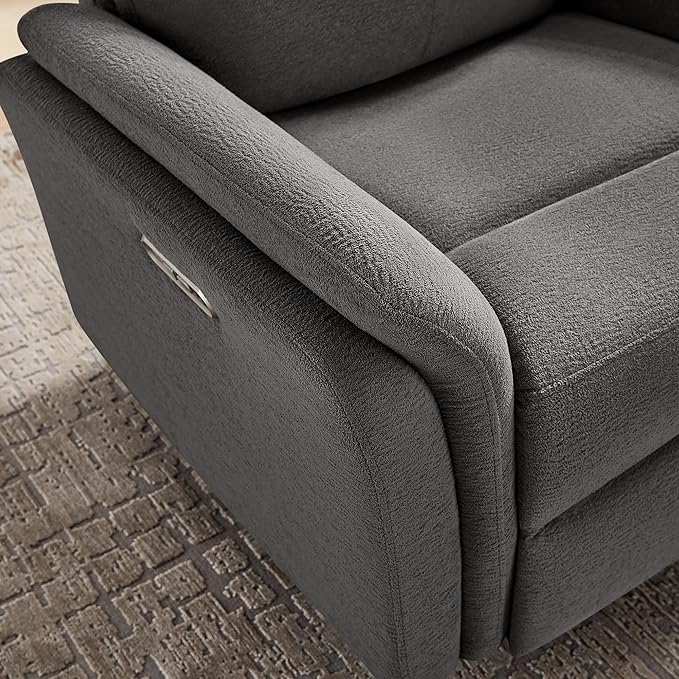 VANOMi Power Recliner Chair Swivel Glider, Electric Rocking Recliner Chairs with USB and Type-C Ports, Nursery Chair Recliner for Office, Living Room, Bedroom（Dark Gray）