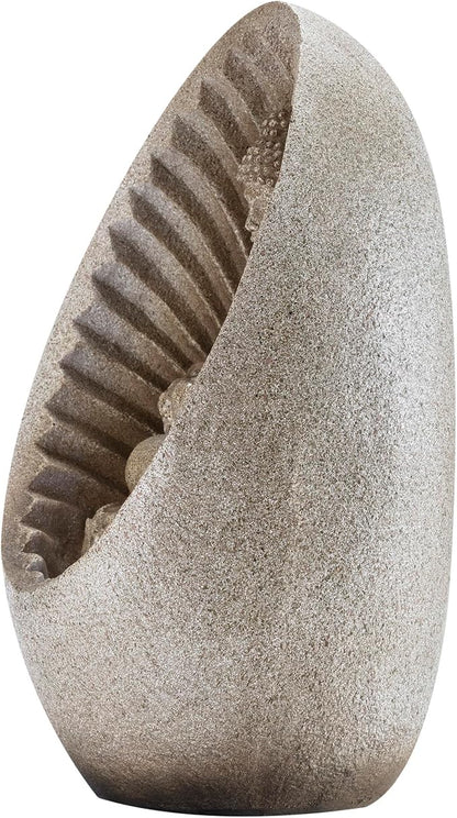 Alpine Corporation WIN322 Indoor/Outdoor Tabletop Buddha Fountain with LED Lights, Soothing Buddha Garden Fountain 11", Beige