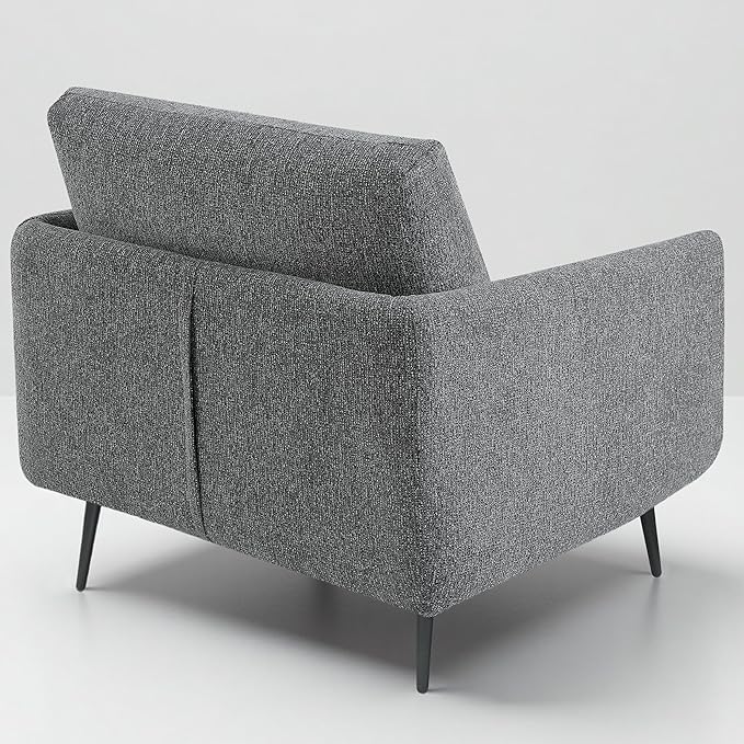 Mid-Century Accent Chair,Modern Oversized Armchair for Living Room,Comfy Upholstered Reading Accent Chairs for Bedroom,Single Sofa Chair (Dark Grey-1PACK)