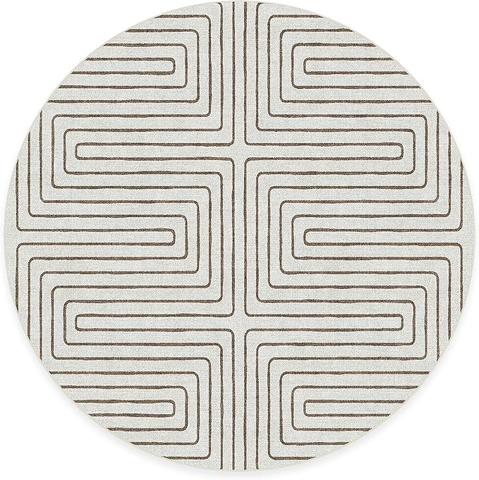RUGGABLE x Jonathan Adler Machine Washable Area Rug – Labyrinth Camel/Ivory 6 ft Round, Stain-Resistant, Non-Slip – Medium Rugs for Living Room, Bedroom, Hallway, Entryway & Office–with Cushioned Pad