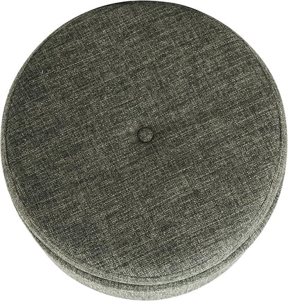 Homepop Home Decor | Upholstered Round Storage Ottoman with Nailheads| Ottoman with Storage for Living Room & Bedroom, Green Clover Fabric