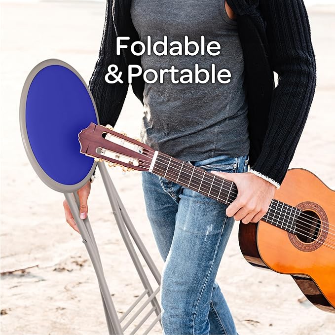 Lavish Home Folding Stool Set - Set of Two 18-Inch Stools with 225lb Capacity for Kitchen, Dorm, or Rec Room - Portable Stools for Adults (Blue)