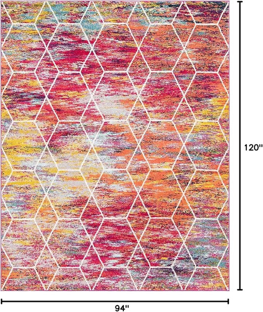 Unique Loom Trellis Frieze Collection Area Rug - Geometric (8' x 10', Multi/ Ivory)