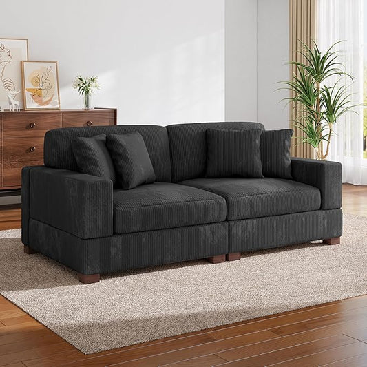 Modular Sectional Couches for Living Room, 82.6" Modern Loveseat 2-Seater Sofa Couch, Upholstered Couches for Living Room Bedroom, Grey