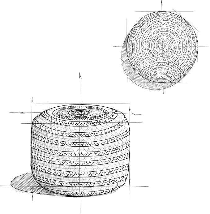 SIMPLIHOME Margo Boho Round Pouf in Blue Braided Jute for the Living Room, Bedroom and Kids Room