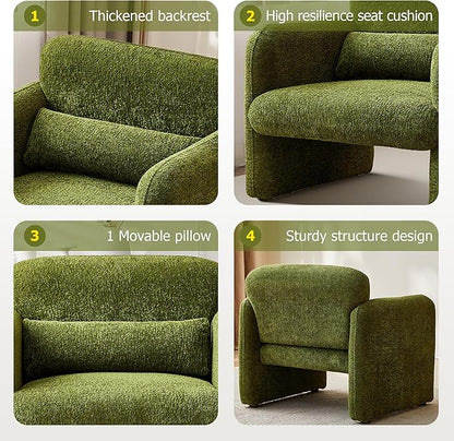 33.9'' Upgrade Lambswool Fabric Accent Chair with Arms, Modern Single Sofa Chair Armchair Upholstered Comfy Reading Arm Chair for Bedroom, Living Room