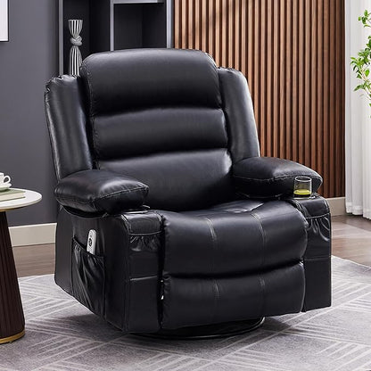 Oversized Recliner Chairs for Adults, 360° Swivel Rocking Recliner with Heat and Massage Lazy Boy Recliner,Recliner Chairs Single Sofa Seat with Cup Holders