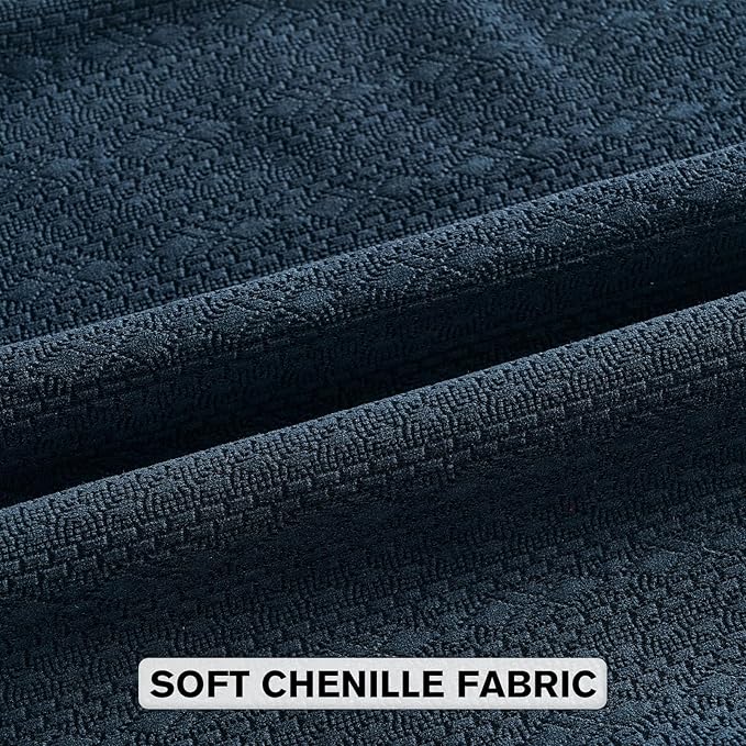 FUTEI Navy Blue Chenille Throw Pillow Covers 20x20 Inch Set of 2,Soft Striped & Diamond Textured Cushion Cases,Modern Home Decor for Couch Living Room