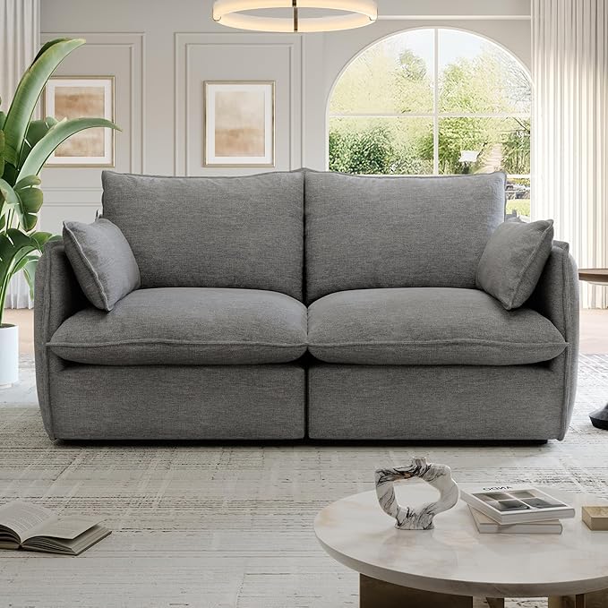 Cloud Modular Sectional Sofa, Waterproof Down Filled Sectional Sofa, High Backrest Loveseat Sectional Couches for Living Room, Modern Modular Couch with Removable Cover, Dark Gray