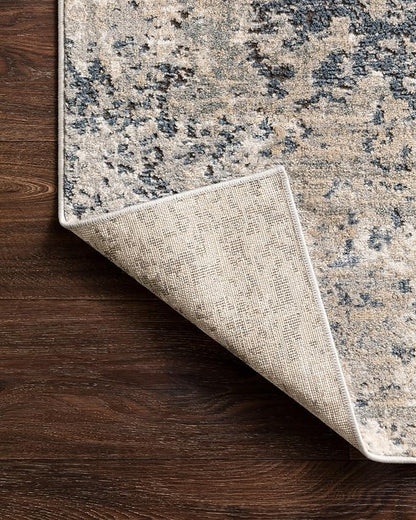Loloi Teagan Collection TEA-07 Natural/Denim 3'-4" x 5'-7" Accent Rug, Large, Soft Neutral Rug, High-Traffic for Living Room, Bedroom, Home Office, Dining Area