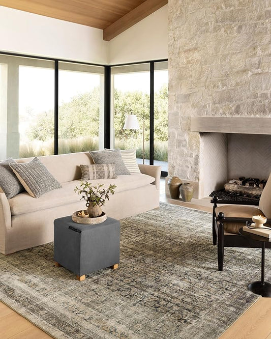 Loloi Amber Lewis Morgan Collection MOG-02 Navy/Sand 9'-6" x 13'-6" 38" Thick Area Rug feat. CloudPile, Neutral, Room Décor, Vintage Inspired, Livingroom, Bedroom, Dining Area