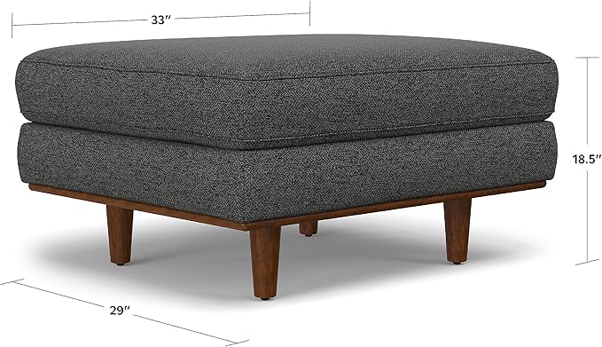 SIMPLIHOME Morrison 33-inch Wide Table Ottoman in Charcoal Grey Woven-Blend Fabric, Multifunctional Footrest, Coffee Table, or Extra Seating for Living Room, Mid-Century Modern Style