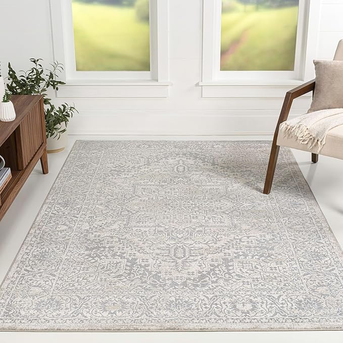JONATHAN Y Vintage Medallion Indoor Area Rug Cream 5X8, Modern Boho for Living Room, Bedroom, Kitchen, Office, Easy-Cleaning, High Traffic, Pet-Friendly, Non-Shedding MDP100C-5