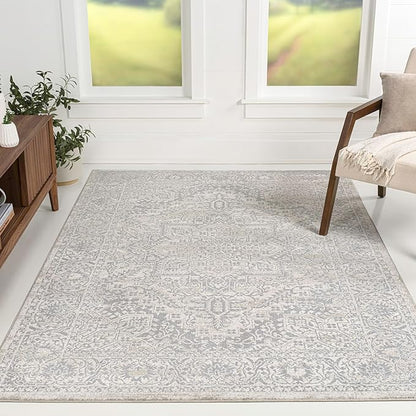 JONATHAN Y Vintage Medallion Indoor Area Rug Cream 5X8, Modern Boho for Living Room, Bedroom, Kitchen, Office, Easy-Cleaning, High Traffic, Pet-Friendly, Non-Shedding MDP100C-5