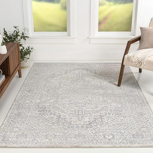 JONATHAN Y Vintage Medallion Indoor Area Rug Cream 5X8, Modern Boho for Living Room, Bedroom, Kitchen, Office, Easy-Cleaning, High Traffic, Pet-Friendly, Non-Shedding MDP100C-5