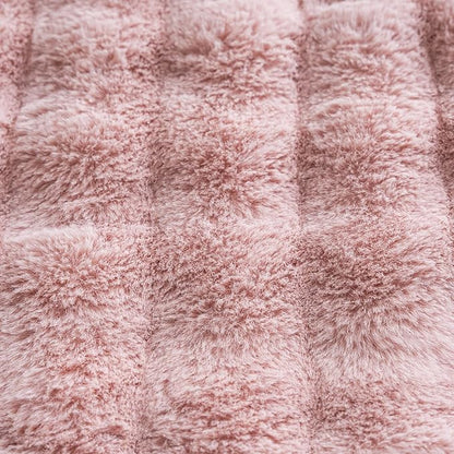 Neelvin Pink Faux Fur Cozy Soft Double-Sided Decorative Throw Pillow Covers 16x16 inch Set of 2,Velvet Pillowcase Cushion Case for Sofa Couch