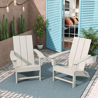 Costaelm Folding Adirondack Chairs, Outdoor Patio Adjustable Lawn Chairs, Weather Resistant Outside Firepit Chairs for Porch, Poolside, Garden, Backyard Deck, Sand