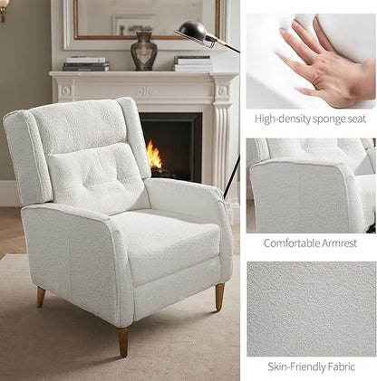 Art Leon Modern Accent Chair with Ottoman - Soft Fabric Armchair with Adjustable Backrest Modular Single Sofa Comfy Lounge Chair Mid Century Modern Chair for Bedroom Living Room, White
