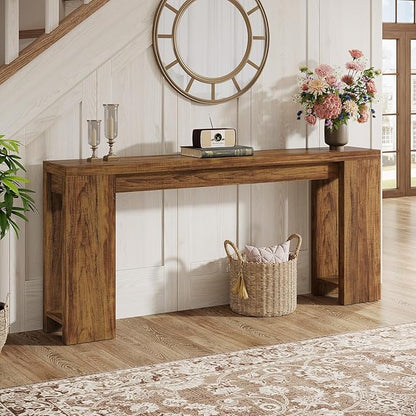 Tribesigns 70.9-Inch Long Console Table, Farmhouse Wooden Entryway Sofa Table Behind Couch, Narrow Entry Console for Living Room, Hallway, Entrance, Foyer, Walnut Brown