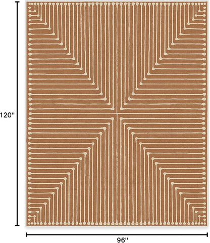 RUGGABLE x Jonathan Adler Machine Washable Modern Area Rug – Inkdrop Copper 8x10, Stain-Resistant, Non-Slip – Large Rugs for Living Room, Bedroom, Hallway, Entryway & Office–with Standard Pad