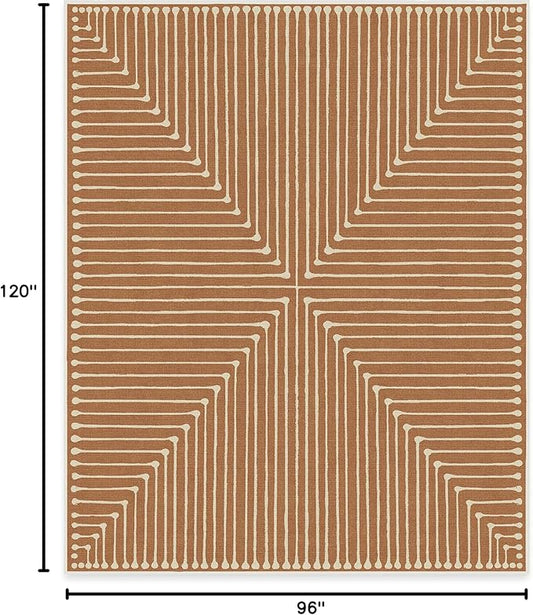 RUGGABLE x Jonathan Adler Machine Washable Modern Area Rug – Inkdrop Copper 8x10, Stain-Resistant, Non-Slip – Large Rugs for Living Room, Bedroom, Hallway, Entryway & Office–with Standard Pad