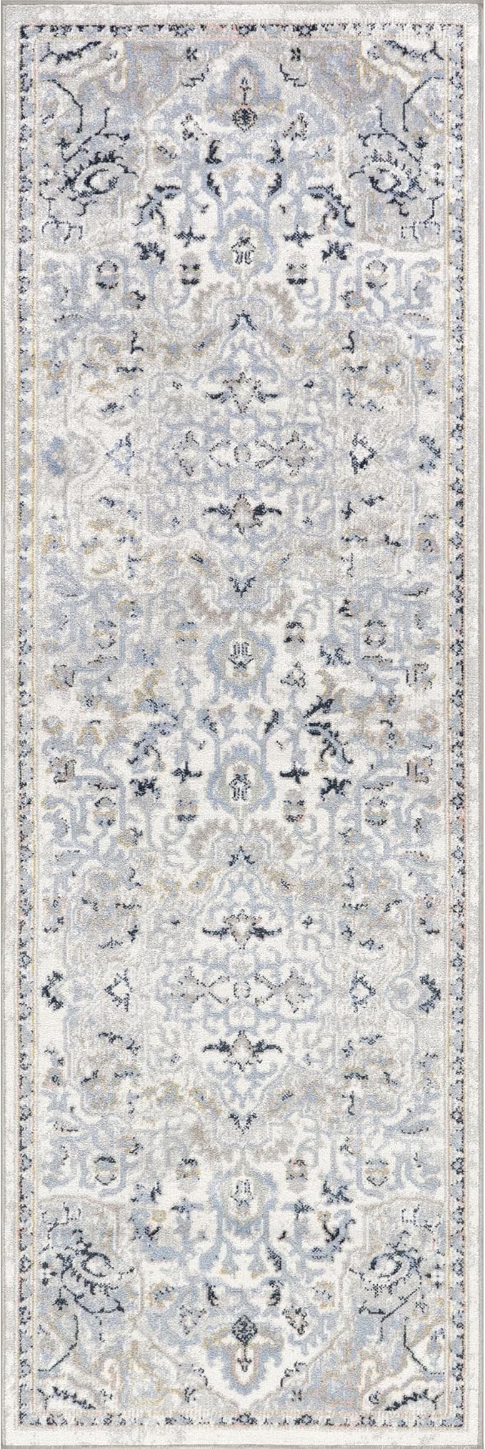 nuLOOM 2'8" x 8' Machine Washable Stain-Resistant Area Rug Medium Profile for Living Room, Bedroom, and Dining Room, Cady Blue