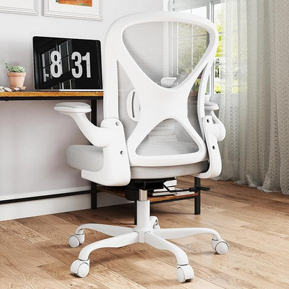 ZZH Ergonomic Office Chair Set of 10 with Adjustable Lumbar Support, Mesh Home Office Desk Chair with Wheels and Flip-up Arms, Grey