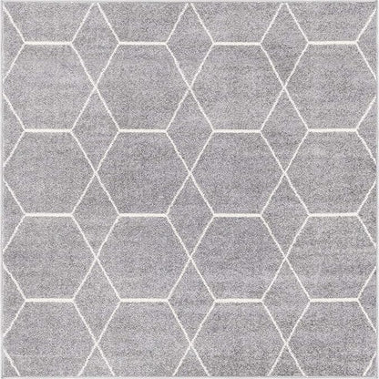 Unique Loom Trellis Frieze Collection Area Rug - Geometric (7' Square, Light Gray/ Ivory)