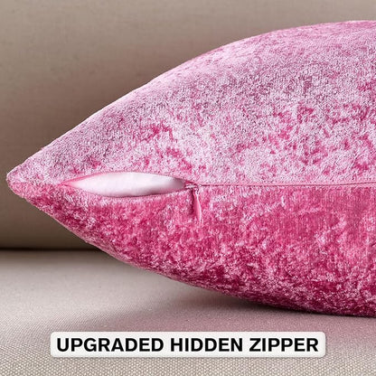 FUTEI Hot Pink Flannel Throw Pillow Covers 22x22 Inch Set of 2,Soft Dimensional Textured Cushion Cases,Modern Home Decor for Couch Living Room