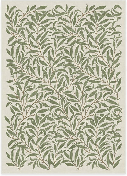 RUGGABLE x Morris & Co Machine Washable Area Rug – Pure Willow Boughs Green 5x7, Stain-Resistant, Non-Slip – Medium Rugs for Living Room, Bedroom, Hallway, Entryway & Office–with Cushioned Pad