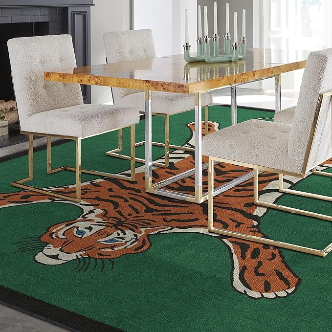 RUGGABLE x Jonathan Adler Washable Modern Area Rug – Tiger Emerald 9x12, Stain-Resistant, Non-Slip – Large Machine Washable Rugs for Living Room, Bedroom, Hallway, Entryway & Office–with Standard Pad