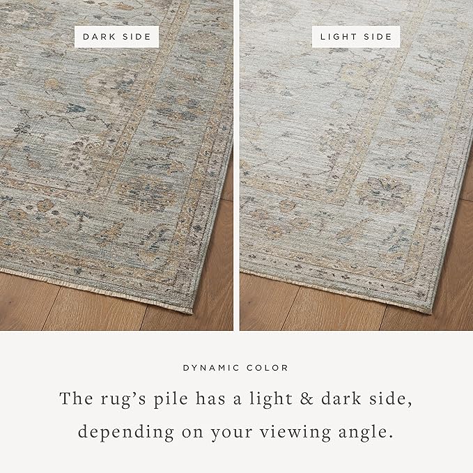 Loloi Magnolia Home by Joanna Gaines Millie Collection MIE-02 Sky/Gold 2'-3" x 3'-10", .25" Pile Height, Accent Rug