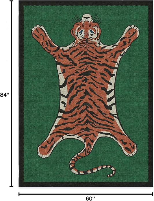 RUGGABLE x Jonathan Adler Washable Modern Area Rug – Tiger Emerald 5x7, Stain-Resistant, Non-Slip – Medium Machine Washable Rugs for Living Room, Bedroom, Hallway, Entryway & Office–with Standard Pad