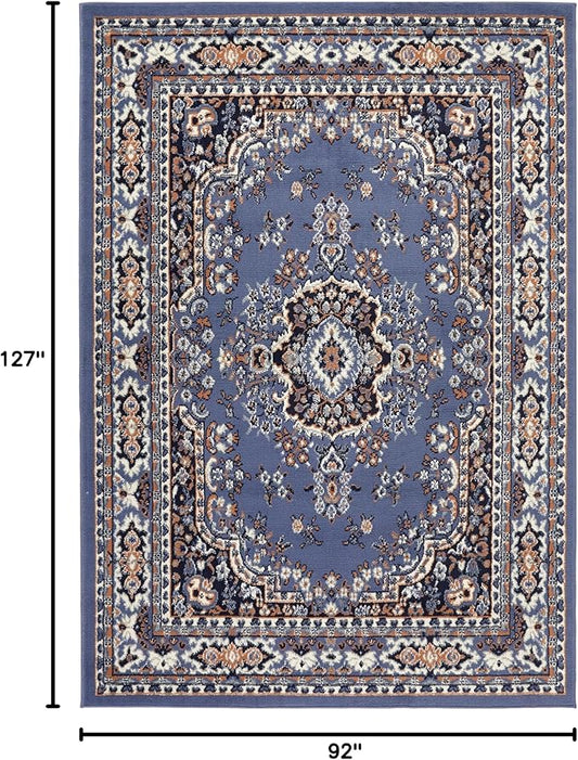 Home Dynamix Premium Sakarya Traditional Medallion Border Area Rug, Country Blue, 7'8"x10'7" Rectangle
