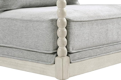 OSP Home Furnishings Kaylee Spindle Accent Chair with Antique White Wood Frame, Smoke Grey Fabric