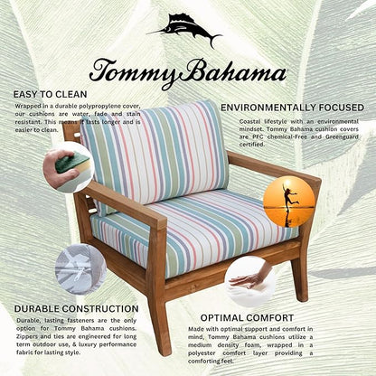 Tommy Bahama Deep Seating Lounge Cushion, 24" X 24" X 4", Bandeau Pastel