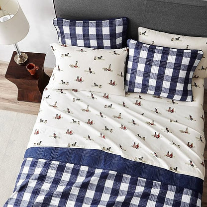 Eddie Bauer - Flannel Sheets Twin Size, Anti-Pilling & Wrinkle Resistant Cotton, Touchably Soft for All-Season Comfort - Bed Sheets with Matching Pillowcases & Fitted Sheet (Retriever Adventure Ivory)