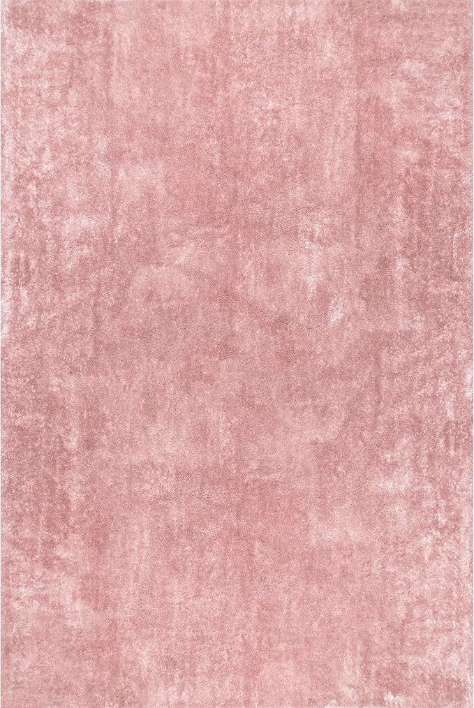 nuLOOM 5' x 8' Cozy Plush Area Rug, Machine Washable, Non-Slip, Soft Fluffy Shag Carpet for Living Room Bedroom Kids Room Nursery Home Decor, Loni Pink