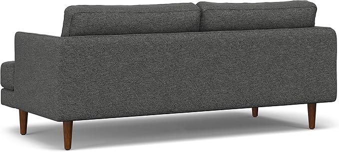 SIMPLIHOME Livingston 76-inch Wide Sofa in Charcoal Grey Woven-Blend Fabric, Handcrafted Loveseat Couch for Living Room or Family Room, Mid-Century Modern Style, Solid Wood Frame