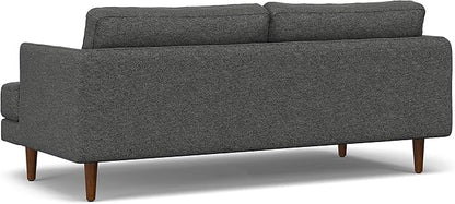 SIMPLIHOME Livingston 76-inch Wide Sofa in Charcoal Grey Woven-Blend Fabric, Handcrafted Loveseat Couch for Living Room or Family Room, Mid-Century Modern Style, Solid Wood Frame
