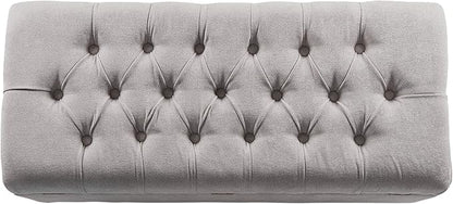 Homepop Home Decor | Tufted Ainsley Button Storage Ottoman Bench with Hinged Lid | Ottoman Bench with Storage for Living Room & Bedroom, Grey