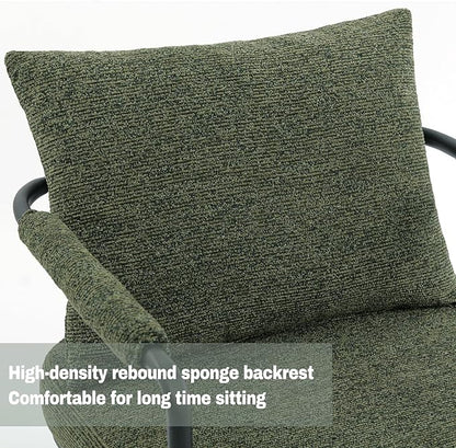 Accent Chairs Set of 2 for Living Room, Mid Century Modern Upholstered Reading Armchairs for Bedroom, Office, with Comfy Chenille Cushion & Metal Frame, Green