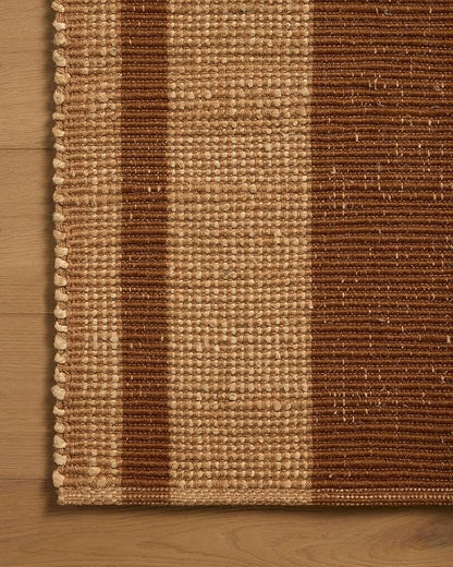 Loloi Leanne Ford Weatherstaff Collection WTS-04 Cinnamon/Natural 2'-3" x 3'-9" Accent Rug Jute, Striped, Neutral, Entryway, Mudroom, Bathroom, and Kitchen