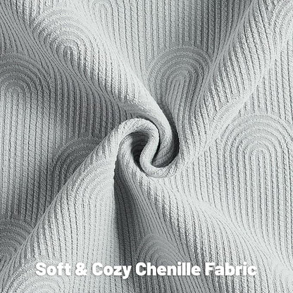 FUTEI Light Grey Chenille Decorative Throw Pillow Covers 16x16 Inch Set of 2,Soft Cozy Striped Geometric Patterns Cushion Case,Modern Home Decor for Couch Bed Living Room